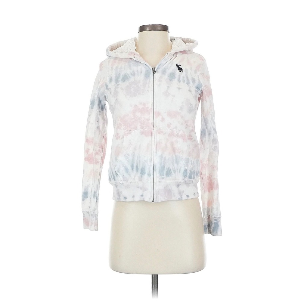 Abercrombie Kids Pink Blue Tie Dye Sherpa Lined Full Zip Hoodie Size 11/12